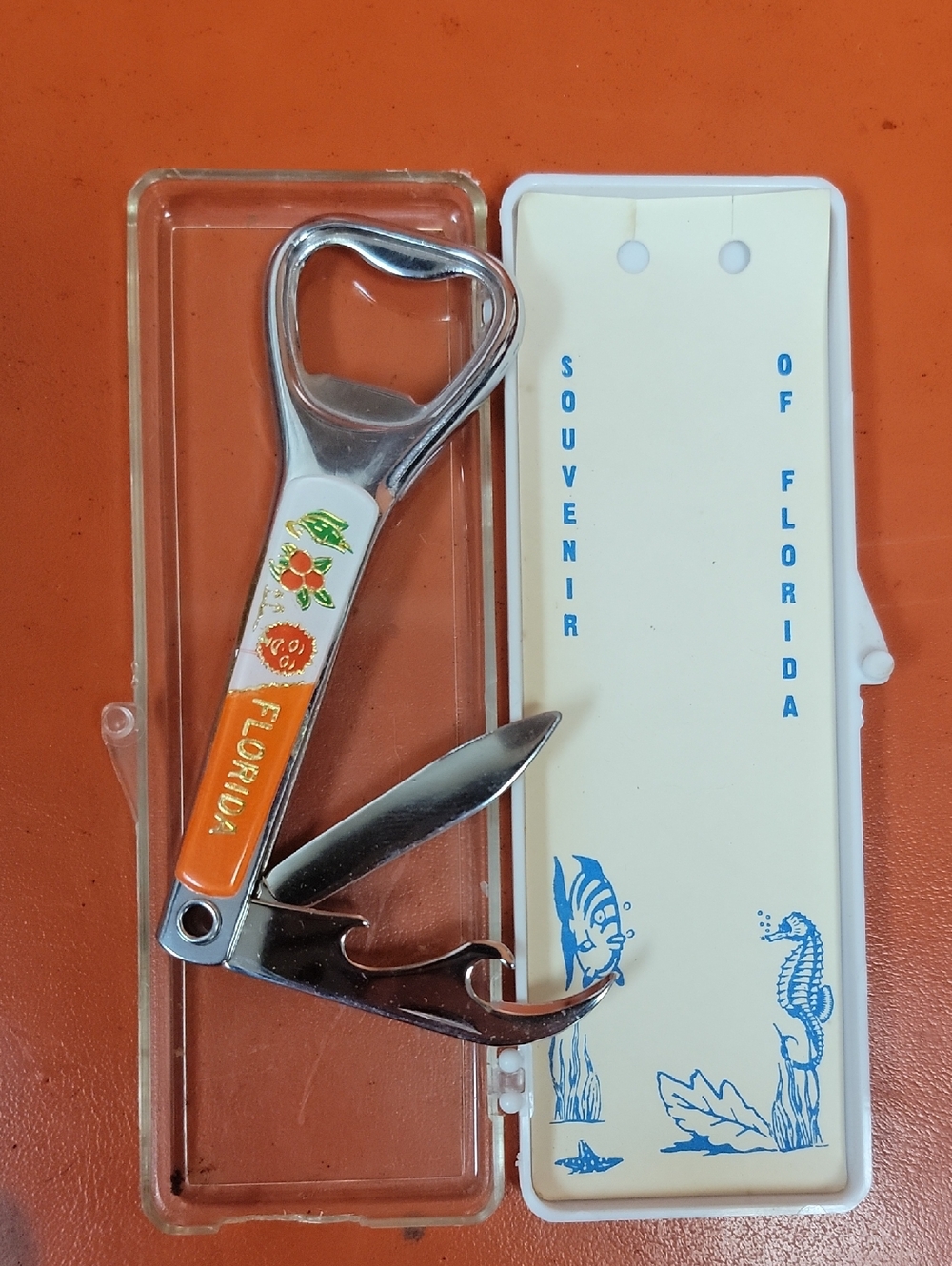 Bell Florida Orange Floral Multi-Tool Bottle Opener - With Case